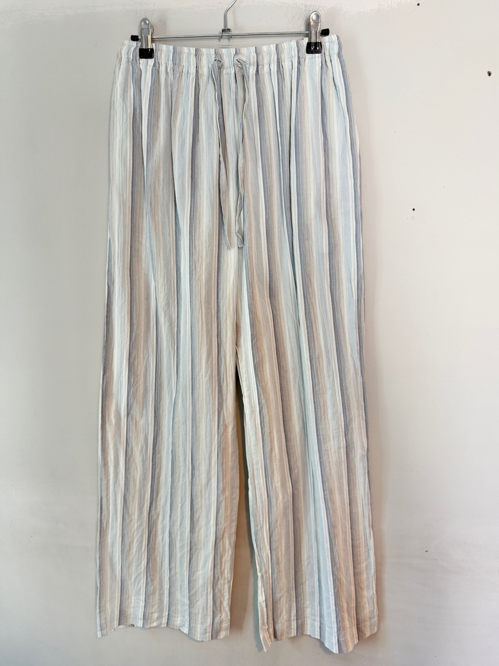 eskandar Striped Wide-Leg Pants Cotton Drawstring 1 Small Medium